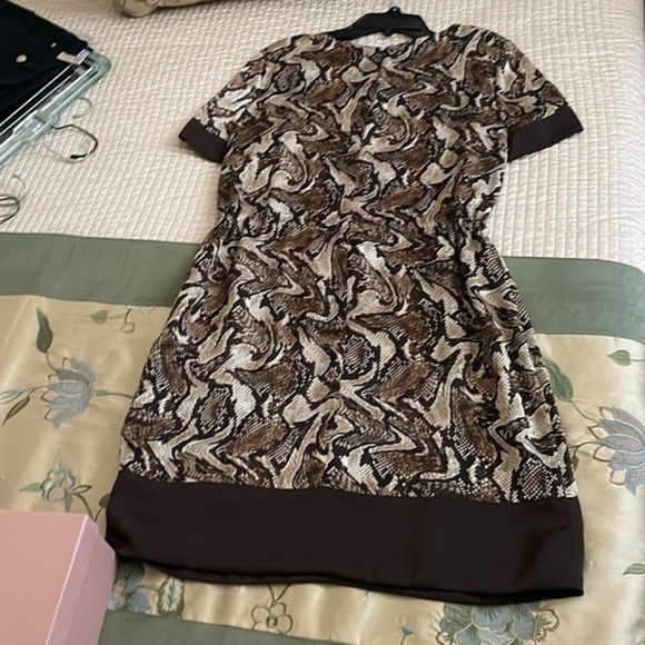 NWT Michael Kors Dress snake print gold logo embossed tie waist belt animal - Picture 11 of 16